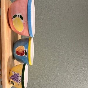 Lillian Vernon Colorful Fruit-Themed Ceramic Nesting Bowls